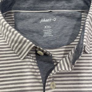 Johnnie-O NWT Short Sleeve Polo. White & Grey Stripes. Size XXL.